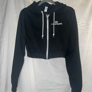 Black, cropped zip up sweatshirt, size M